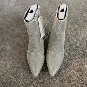 NWT a new day brand sparkling booties rhinestone silver